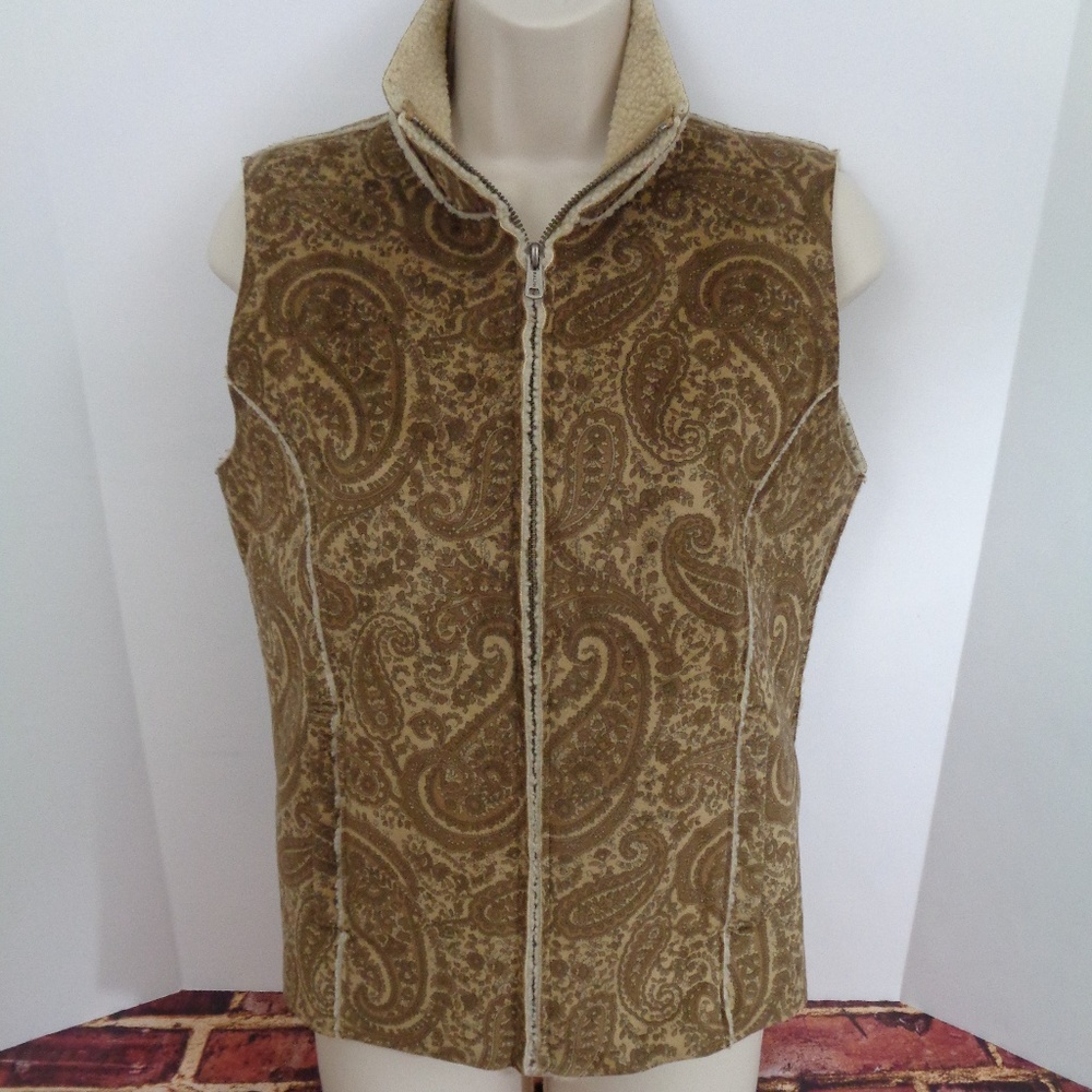 Ralph Lauren Brown Paisley Zip Vest Womans Small